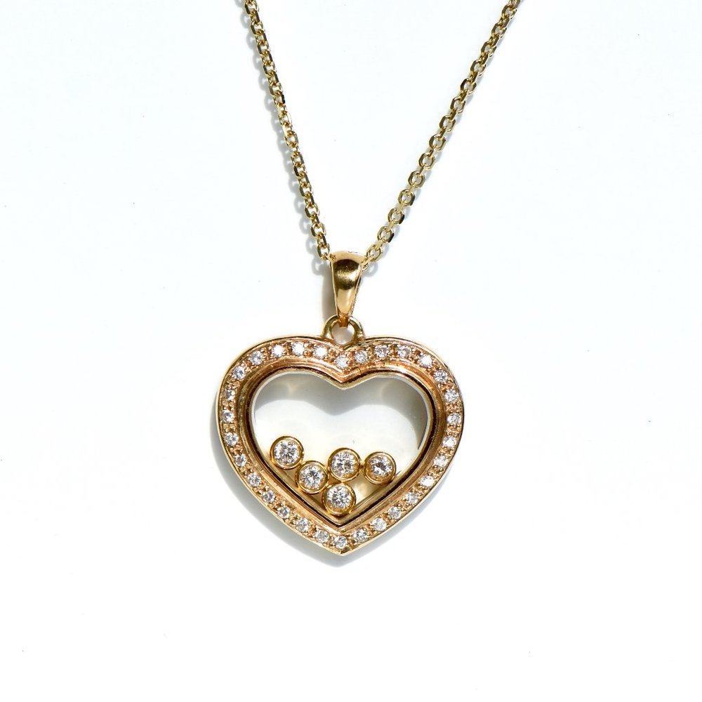 18k Solid Yellow Gold Heart Shaped Made In Italy Handcrafted Pendant